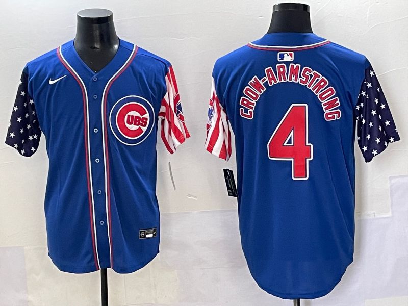 Men 2025 Chicago Cubs #4 Crow-Armstrong Blue a generation of national flags Joint Name Nike MLB Jersey style 1->chicago cubs->MLB Jersey